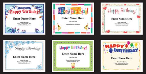 Birthday Certificate Templates | Happy Birthday Certificates Card