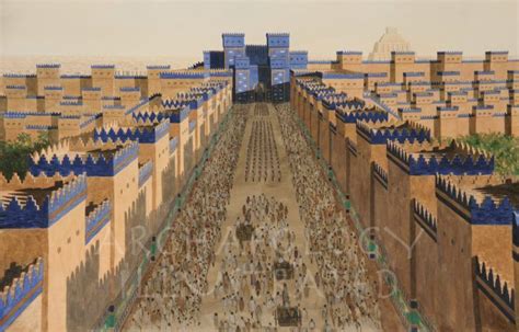 Babylon, Ishtar Gate and Processional Avenue, Aerial, 6th century BC ...