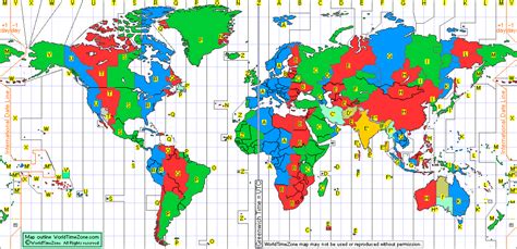 Military time zone chart of the World