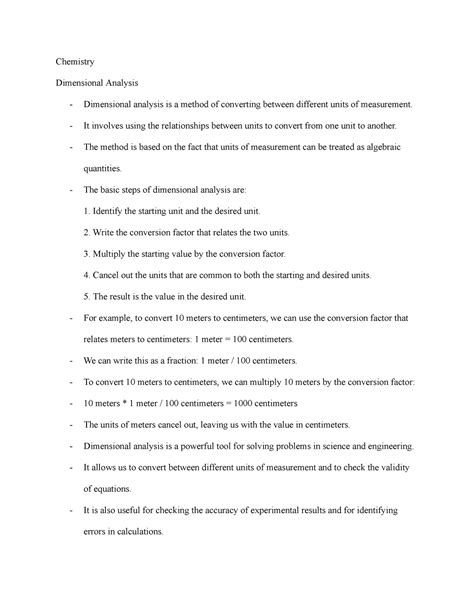 Chemistry-Dimensional Analysis - It involves using the relationships ...