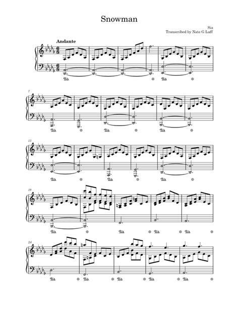 Snowman – Sia Sheet music for Piano (Solo) | Musescore.com