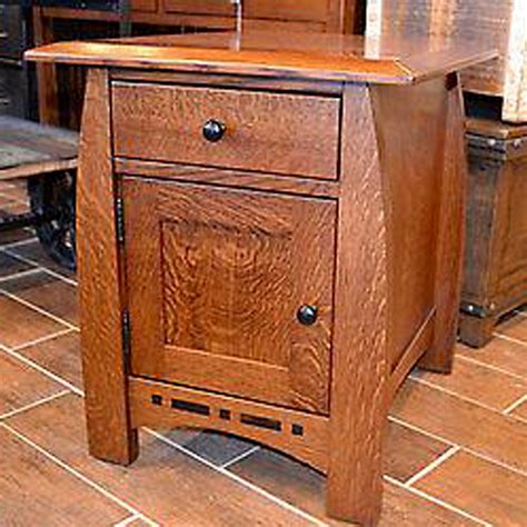 Amish Mission 1 Door / 1 Drawer Inlay End Table | Oak nightstand, End ...