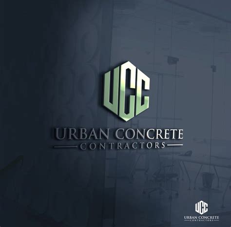 the urban concrete logo is shown on a dark blue and green background ...