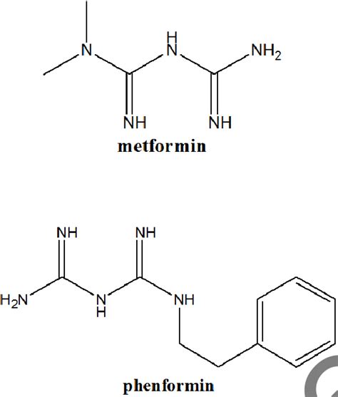 Chemical structures of biguanides; metformin and phenformin. | Download ...