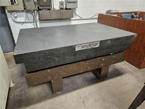 48″ X 72″ X 10″ MICRO-FLAT GRANITE SURFACE PLATE W/ STARRETT BASE ...