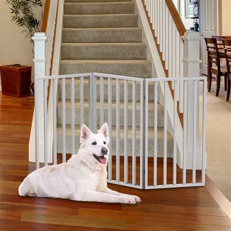 Wooden Pet Gate- Tall Freestanding 3-Panel Indoor Barrier Fence ...