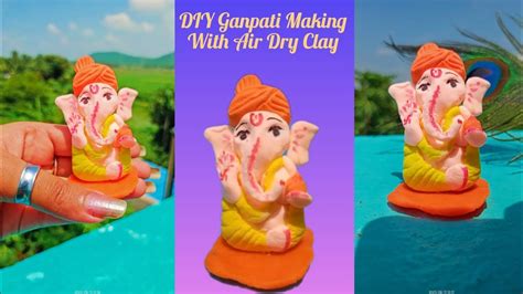 How to make colourful small Ganesh idol with Air Dry Clay | DIY Ganpati ...