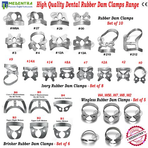 Endodontics Rubber Dam Clamps Complete Rubber Dam Clamp for Lower Upper ...