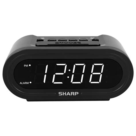 Sharp Digital Alarm Clock AccuSet Automatic Set, .9in White LED Display ...