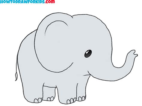 How to Draw a Simple Elephant - Easy Drawing Tutorial For Kids