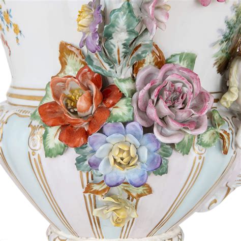 Pair of large antique German Dresden porcelain vases | Mayfair Gallery