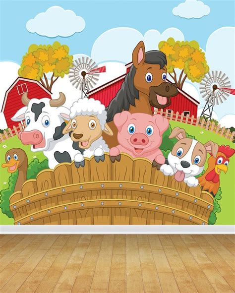 Kids Farm Animals Zoo Wallpaper Mural for Bedroom Playroom - Etsy UK