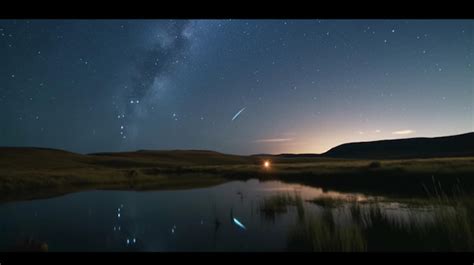 Premium AI Image | A time lapse of a starry night sky with a reflection ...