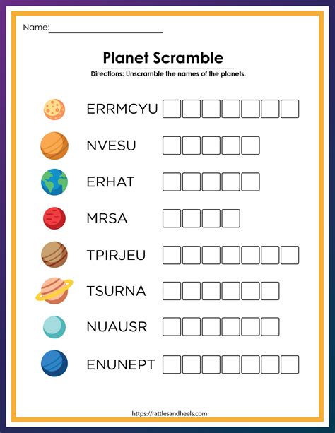 Planets Worksheet For First Grade