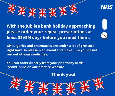 Bank Holiday Jubilee is approaching – PLEASE ORDER YOUR REPEAT ...