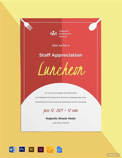 Staff Appreciation Luncheon Invitation Template in Illustrator, Word ...