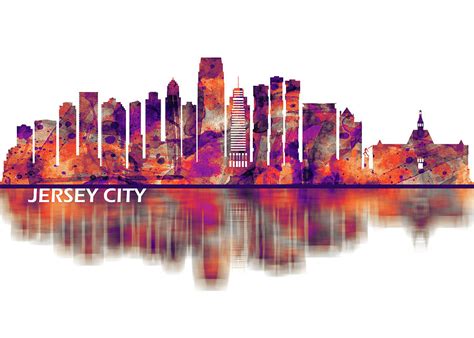 Jersey City New Jersey Skyline Mixed Media by NextWay Art - Fine Art ...