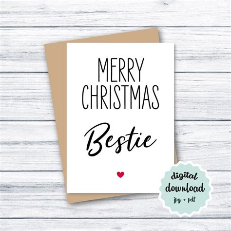 Christmas Card Best Friend PRINTABLE Merry Christmas Bestie - Etsy