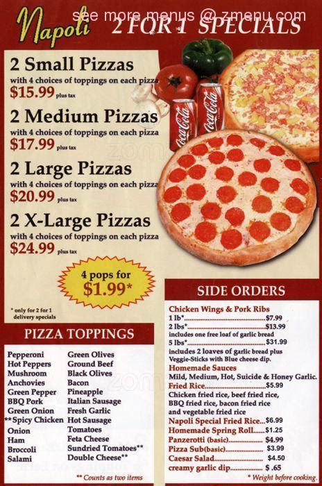 Napoli Pizza Menu - Online Menu Of Napoli Pizza Restaurant Carlisle ...