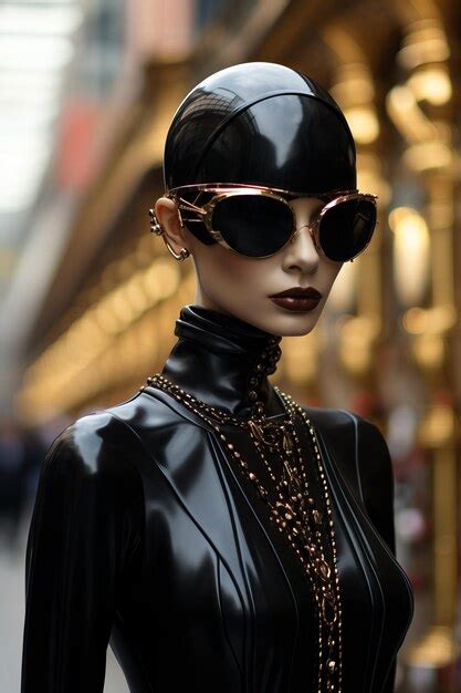 Premium AI Image | a woman wearing a black outfit and sunglasses