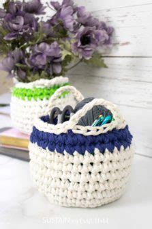 T-Shirt Yarn Crochet Basket with Handles Pattern – Sustain My Craft Habit