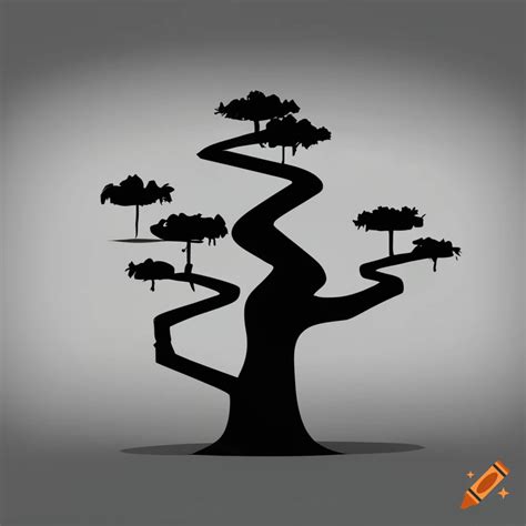 2d tree silhouette 2d black white background on Craiyon