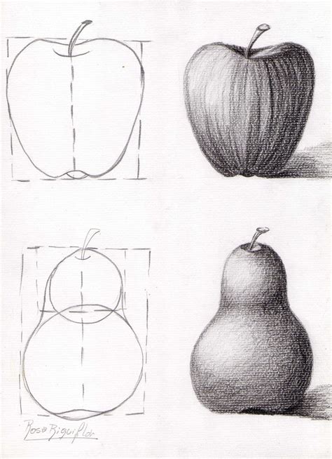 COMO DIBUJAR FRUTAS | Dibujos con sombras faciles, Pencil drawing ...