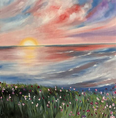 Flower sunset Painting by Anastasia Gurjewa | Saatchi Art