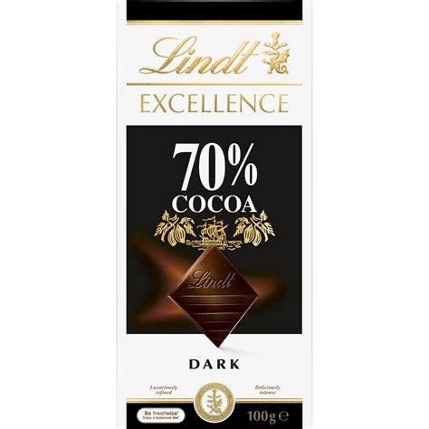 Calories in Lindt Excellence 70% Cocoa Dark Chocolate Block calcount