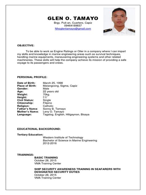 Marine Engineering Resume | PDF | Ships | Engineering