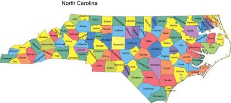 North Carolina PowerPoint Map - Counties