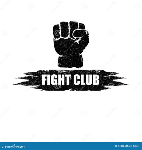 Fight Club Vector Logo or Label with Grunge Black Man Fist Isolated on ...