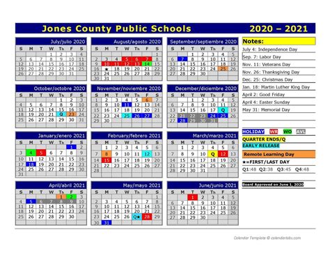 Jones County Public Schools Calendar 2024-2025