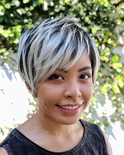 Textured Long Layered Pixie with Asymmetrical Side Swept Bangs and ...