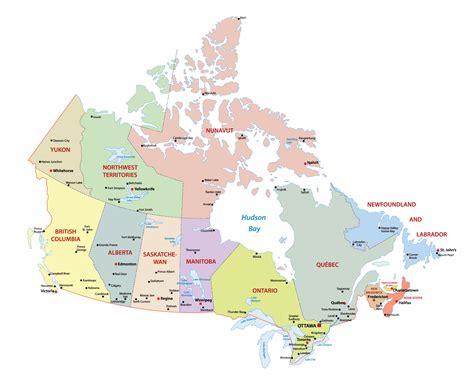 Physical Map Of Canada Labeled