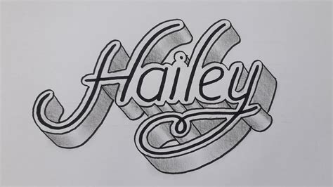 How To Draw 3d Calligraphy Name Hailey Easy For Beginners / Drawing Art ...