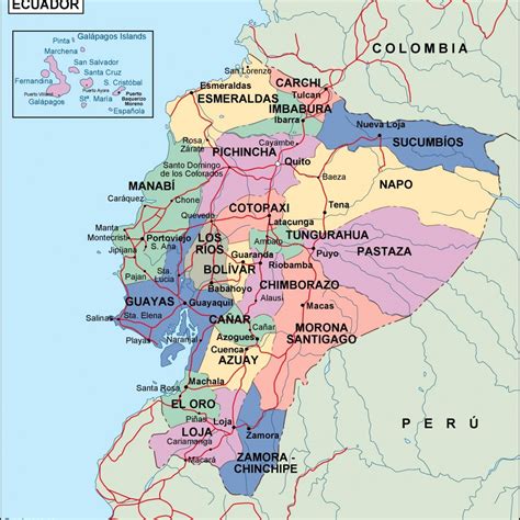 ecuador political map. Eps Illustrator Map | Vector World Maps