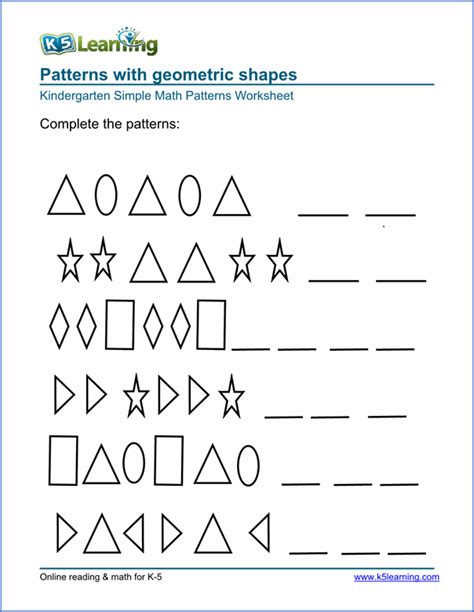 Free Preschool & Kindergarten Pattern Worksheets - Printable | Pattern ...