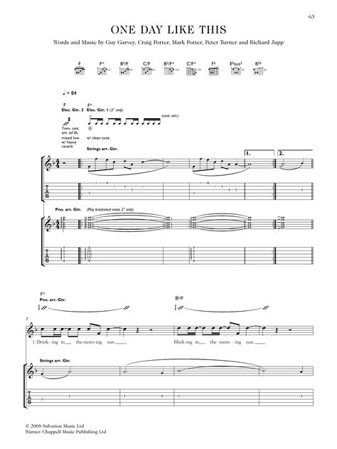 Elbow "One Day Like This" Sheet Music | Download PDF Score 44591