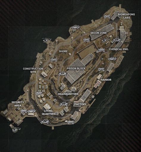 COD Warzone Rebirth Island Map with Locations Names - New Warzone Map Image