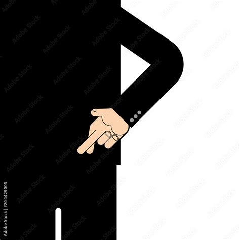 Behind crossed fingers. Fingers symbol deception. Vector illustration ...