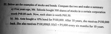 Solved a II. Below are the examples of stocks and bonds. | Chegg.com