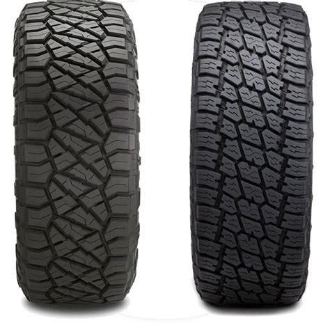 Nitto Ridge Grappler tire (left) and Nitto Terra Grappler tire (right).