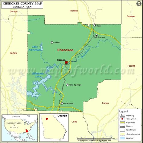 Cherokee County Map, Map of Cherokee County Georgia | County map ...