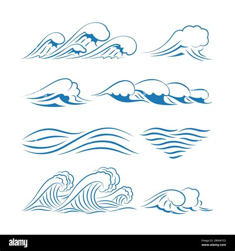 Sea waves vector. Ocean waves isolated on white background Stock Vector ...