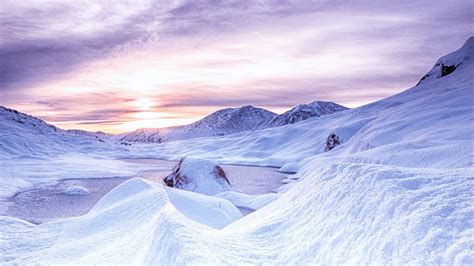 snow, mountains, dawn, scotland 4k Snow, Mountains, Dawn Winter ...