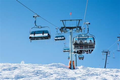 Cableway at the ski resort stock photo. Image of mountain - 34854608