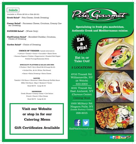 Pita Gourmet menu in Buffalo, New York, USA