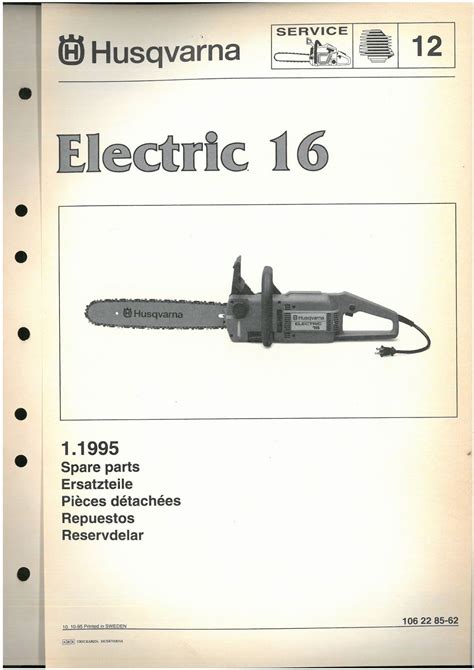 Husqvarna Chainsaw Electric 16 Parts Manual