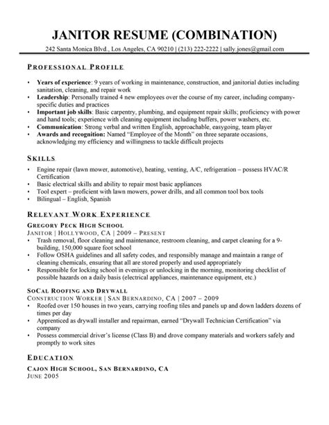 Janitor Resume Sample | Resume Companion